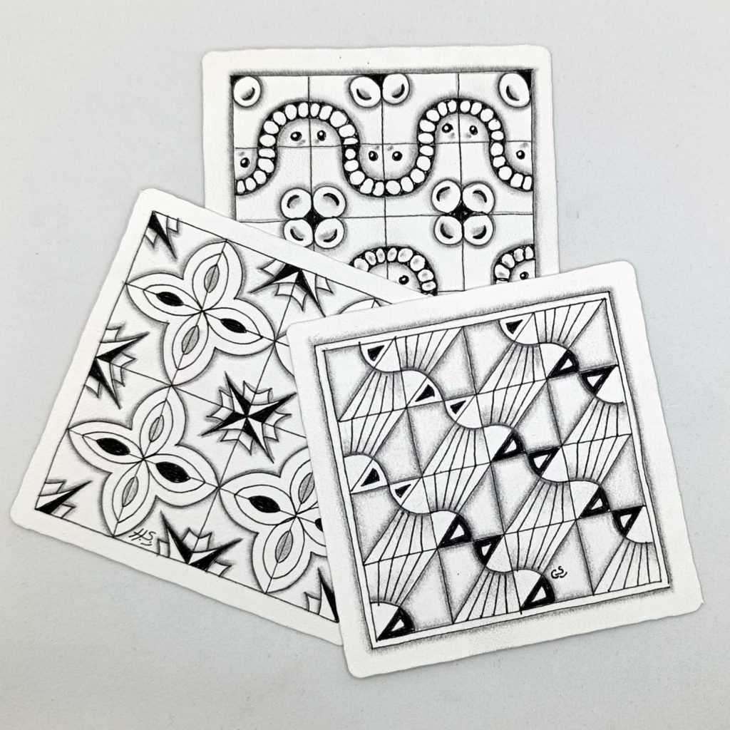 Teselas de Zentangle con fragmentos, chitiem, gtm8 y RZG23