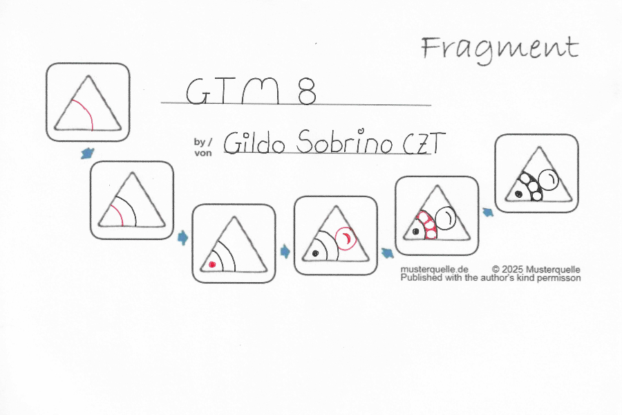 Mi fragmento de Zentangle GTM8 en formato triangular