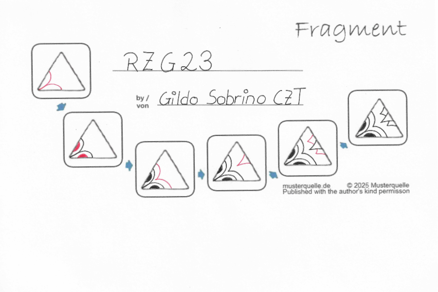 Mi fragmento de Zentangle RZG23 en formato triangular