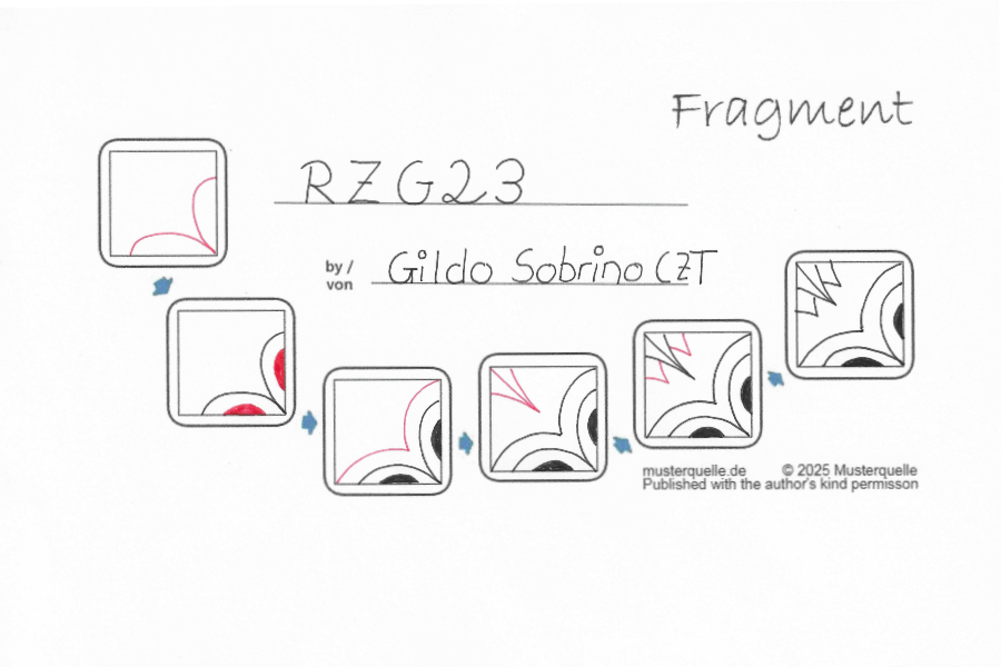 Mi fragmento de Zentangle RZG23 en formato cuadrado